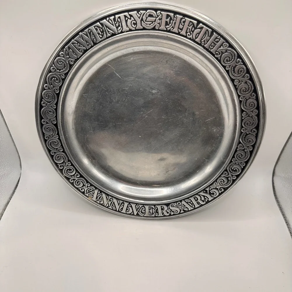 Wilton Armetale Twenty Fifth Anniversary Plate Pewter RWP Columbia PA 10.75 Inch